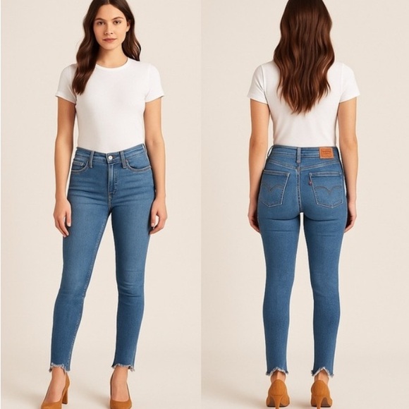 Levi's Denim - *Rare* Levi’s 721 Dark Blue Women's Jeans Skinny Leg Frayed Hem sz 25 (XS, 2)